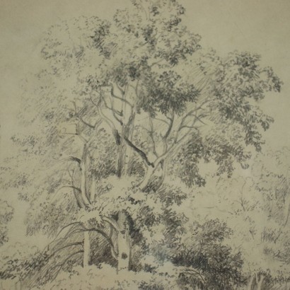 Paysage avec Figures Crayon sur Papier XVIII Siècle