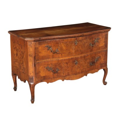 Barocchetto Chest Of Drawers Solid Walnut Burr Italy 18th Century