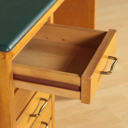 Writing Desk Leatherette Beech Veneer Milan Italy 1960s