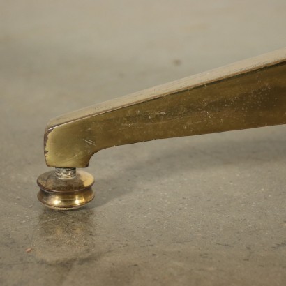 Table Stained Beech Brass Onyx Italy 1950s