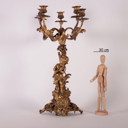 Gilded Bronze Candlestick Italy 19th-20th Century