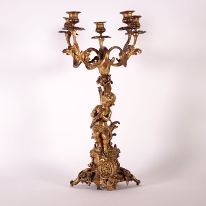 Gilded Bronze Candlestick Italy 19th-20th Century