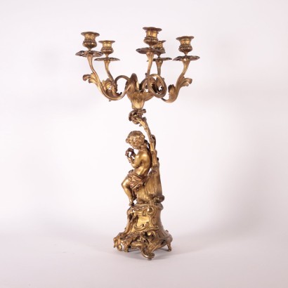 Gilded Bronze Candlestick Italy 19th-20th Century