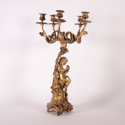 Gilded Bronze Candlestick Italy 19th-20th Century