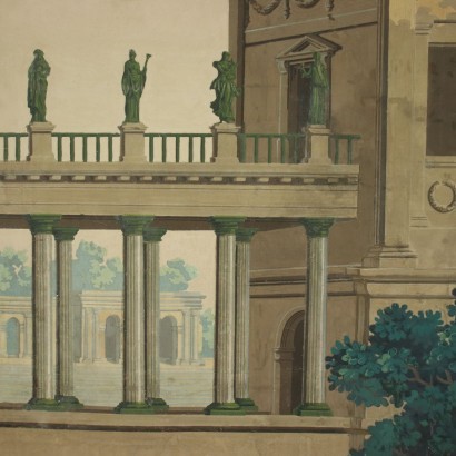 arte, arte italiano, pintura italiana del siglo XIX, Vista de un jardín con figuras