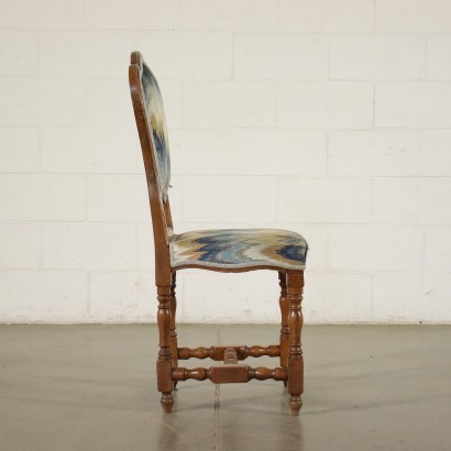 Group of 4 Spool Chairs Walnut Padded Italy 20th Century