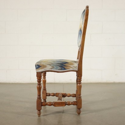 Group of 4 Spool Chairs Walnut Padded Italy 20th Century