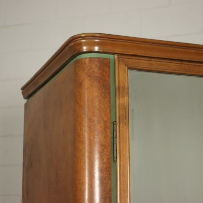 Wardrobe Maple Veneer Maple Burl Mirrored Glass Italy 1950s