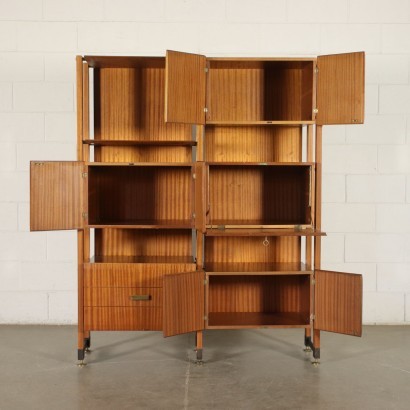 Bookcase Mahogany Veneer Brass Italy 1960s Italian Production