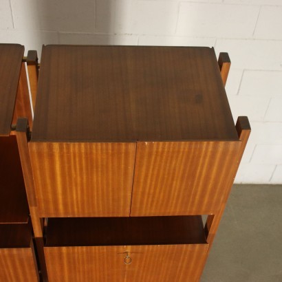 Bookcase Mahogany Veneer Brass Italy 1960s Italian Production