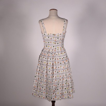 Vintage Dress with Geometrical Print Cotton Italy 1960s