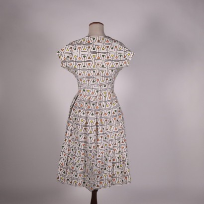 Vintage Dress with Geometrical Print Cotton Italy 1960s