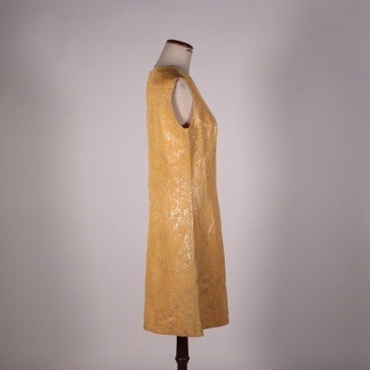 Vintage Yellow Formal Dress Silk Italy 1960s-1970s