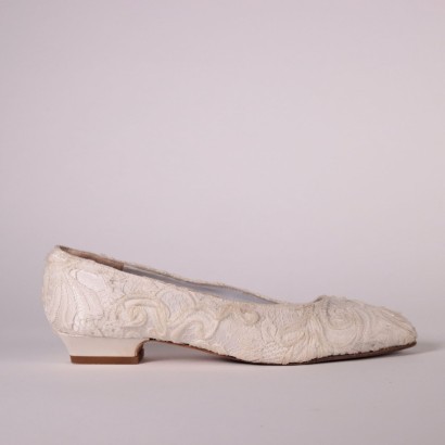 Chaussures Blanche Lualdi Vintage, Satin, Milan (Italie).