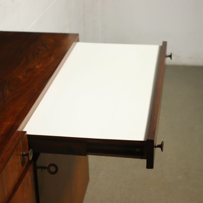 Hanging sideboard with hinged doors and drawers, rosewood veneer.