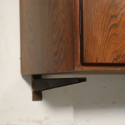 Hanging sideboard with hinged doors and drawers, rosewood veneer.