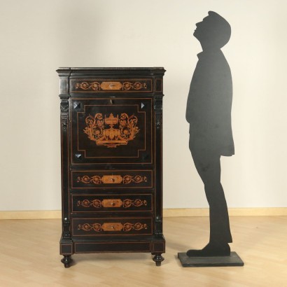 French Secretaire Sessile Oak Black Marble France 19th-20th Century