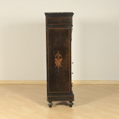 French Secretaire Sessile Oak Black Marble France 19th-20th Century