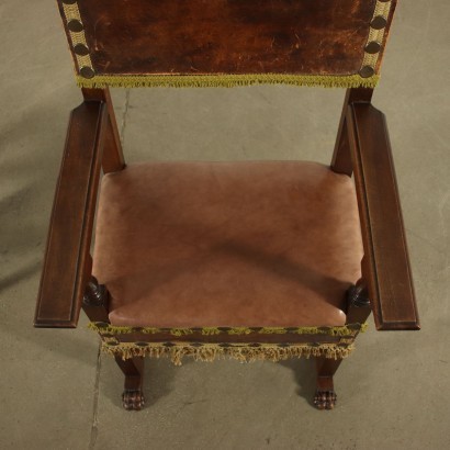 Groupe de 4 Chaises et Fauteuil Néoclassique Noyer Italie XIX Siècle