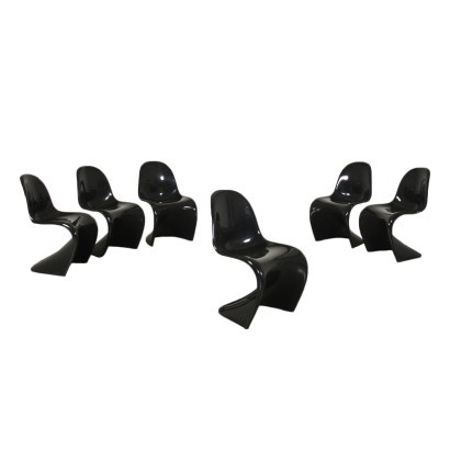Group Of Six Verner Panton Chairs Plastic Material 1980s 1990s