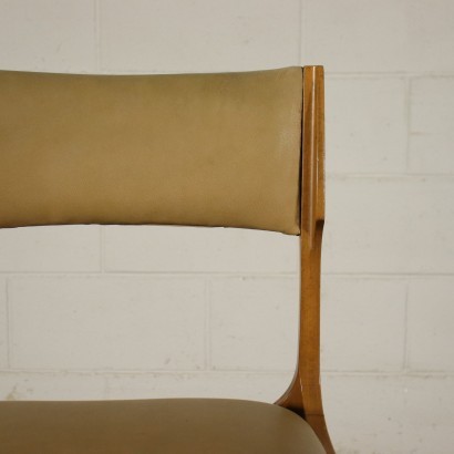 Giuseppe Gibelli chairs, 1960s. Group of six chairs, beech wood, foam padding, imitation leather upholstery.