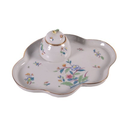 tintero, tintero de porcelana, motivos vegetales, decorado.,tintero Herend Hungría