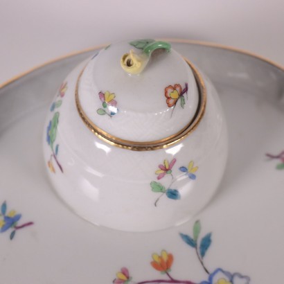 tintero, tintero de porcelana, motivos vegetales, decorado.,tintero Herend Hungría