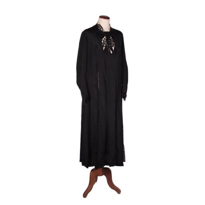 Robe longue vintage en soie noire