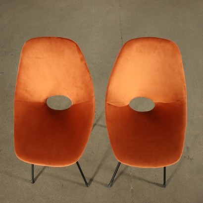 Paar Stühle Vittorio Nobili, Gebogenes Holz, Samt, Italien, 60er.