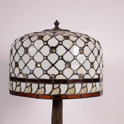 Lamp Tiffany Style Bronze Glass Italy 20th Century