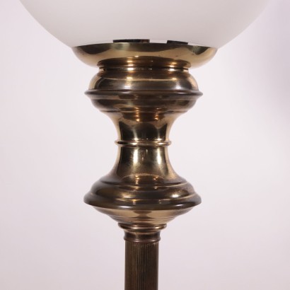 Lampada da terra, ottone, vetro, marmo.,Lampada Anni 50-60