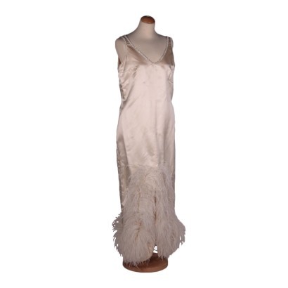 Vintage Silk Dress With Feathers Italy 1970s