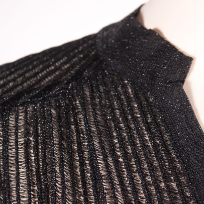 Vintage Black Dress With Lurex Thread Italy 1970s-1980s