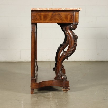 Luois Philippe Console Walnut Marple Arzo Marble Italy 19th Century