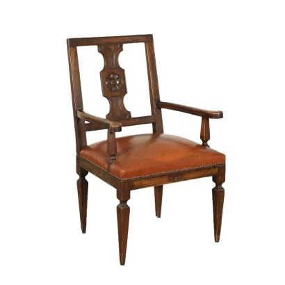 Fauteuil Néo-Classical Noyer Italie 18ième Siècle