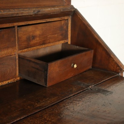 Two-Pieces EMilian Drop-Leaf Secretaire Walnut Italy 18th Century