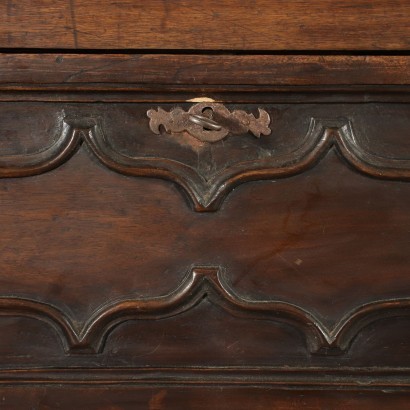 Two-Pieces EMilian Drop-Leaf Secretaire Walnut Italy 18th Century