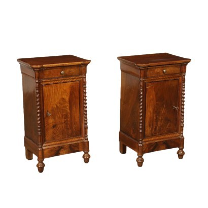 Pair Louis Philippe Of Bedside Tables Walnut Italy 19th Century