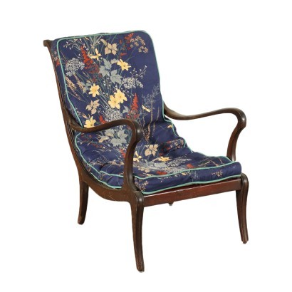 Armchair Mahogany Padded Italy 20th Century