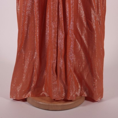 Vintage Long Orange and Lurex Dress Italy 1970s