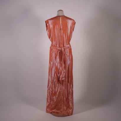 Vintage Long Orange and Lurex Dress Italy 1970s