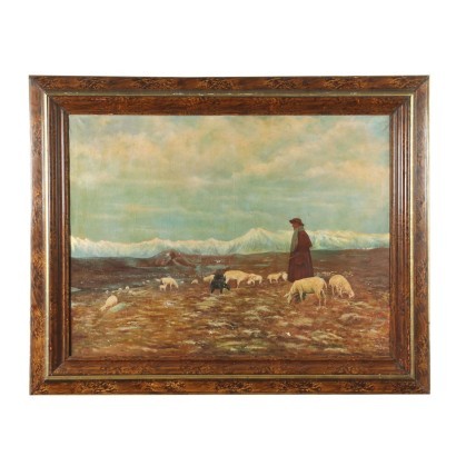 Landscape with Shephers and Herd Oil on Canvas 1919