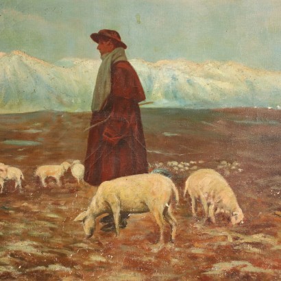 Landscape with Shephers and Herd Oil on Canvas 1919