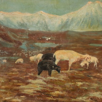 Landscape with Shephers and Herd Oil on Canvas 1919