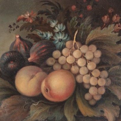 Pair of Still Lives With Flowers and Fruit Italian School 19th Century