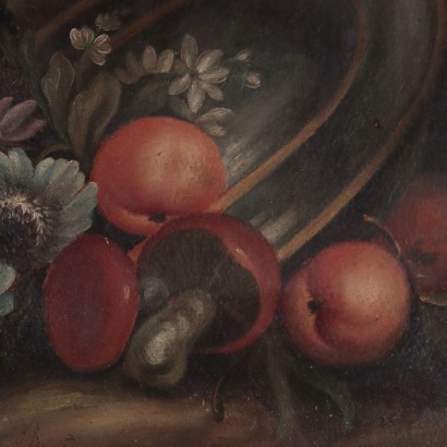 Pair of Still Lives With Flowers and Fruit Italian School 19th Century