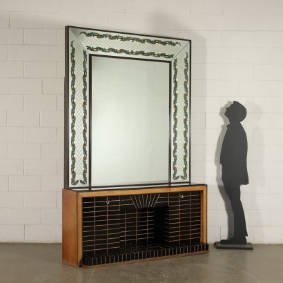 Miroir Bois Verre Italie Années 1940 1950