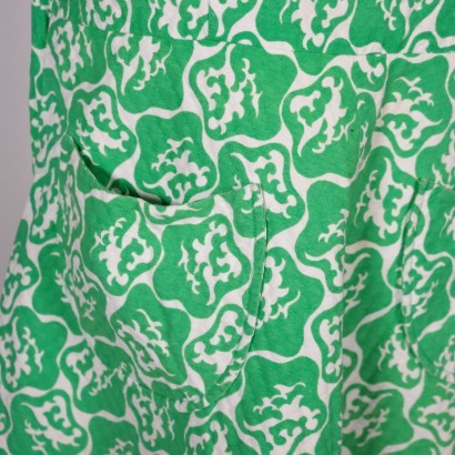 Robe Vintage Verte Avec Cache-Cœur Coton Italie Années 1970 1980