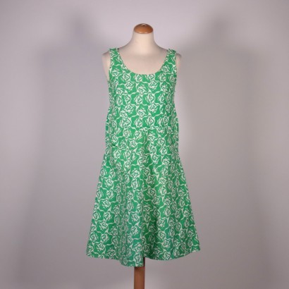 Robe Vintage Verte Avec Cache-Cœur Coton Italie Années 1970 1980