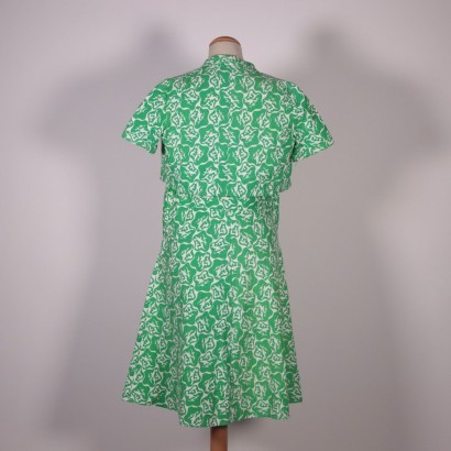 Robe Vintage Verte Avec Cache-Cœur Coton Italie Années 1970 1980